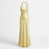 Carlena | Elegancka Damska Sukienka Maxi Halter z Drapowaniem