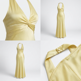 Carlena | Elegancka Damska Sukienka Maxi Halter z Drapowaniem