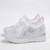 Carlena | Damskie Sneakersy Ortopedyczne BONNIE z Cyrkoniami i Oddychającą Cholewką