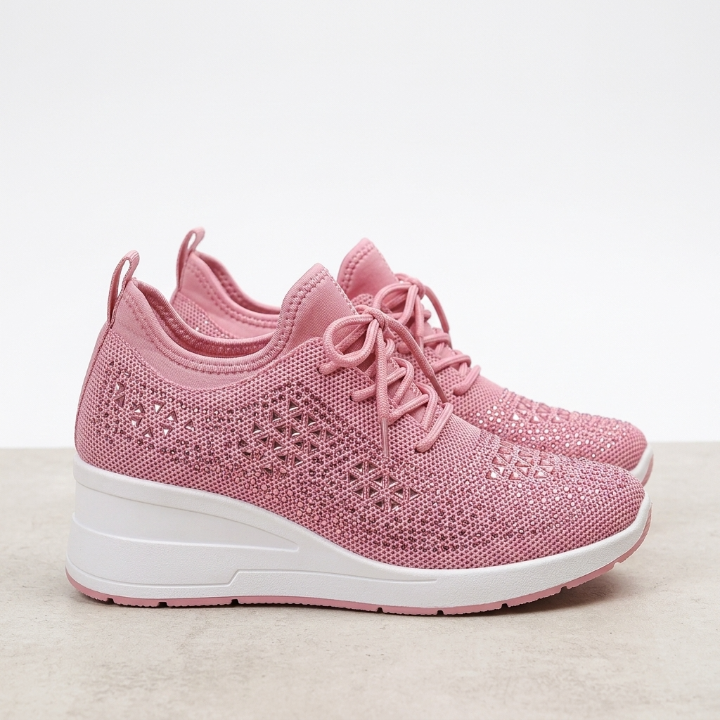 Carlena | Damskie Sneakersy Ortopedyczne BONNIE z Cyrkoniami i Oddychającą Cholewką