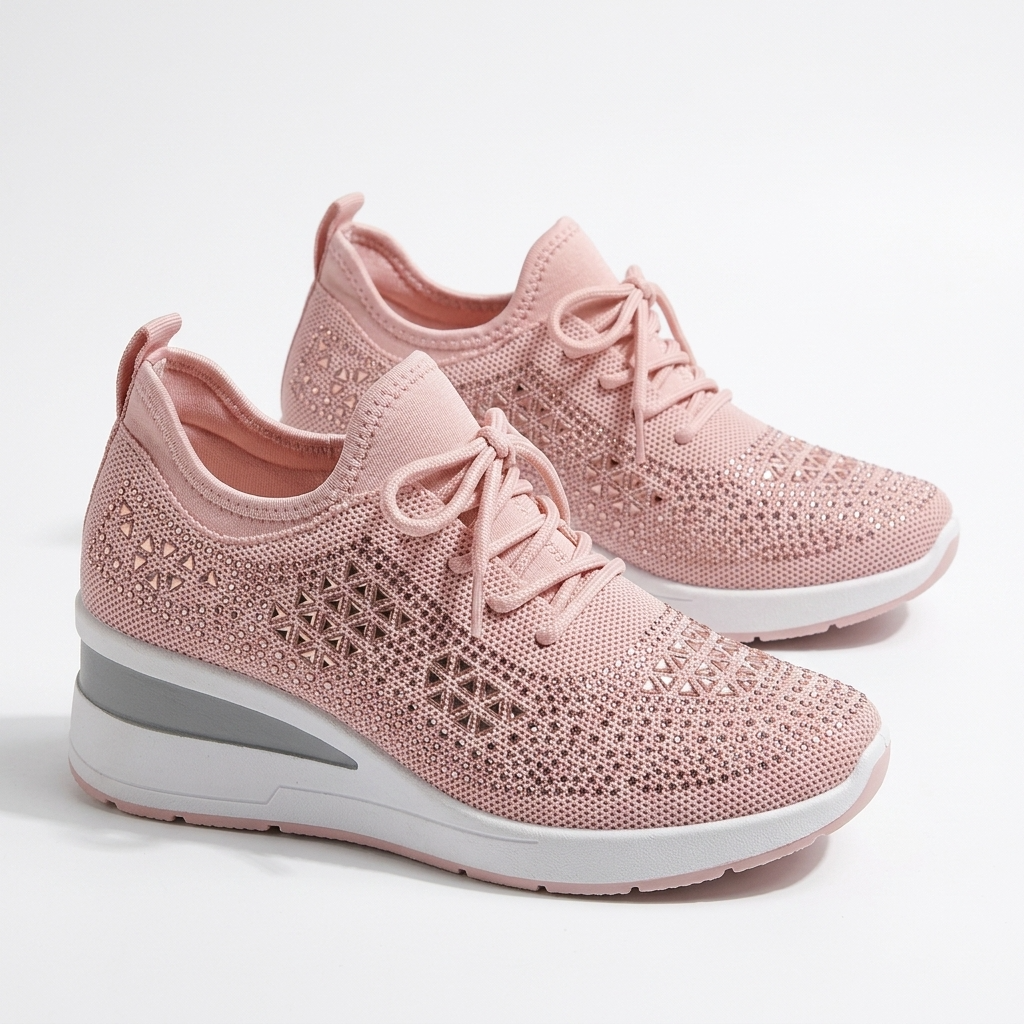 Carlena | Damskie Sneakersy Ortopedyczne BONNIE z Cyrkoniami i Oddychającą Cholewką