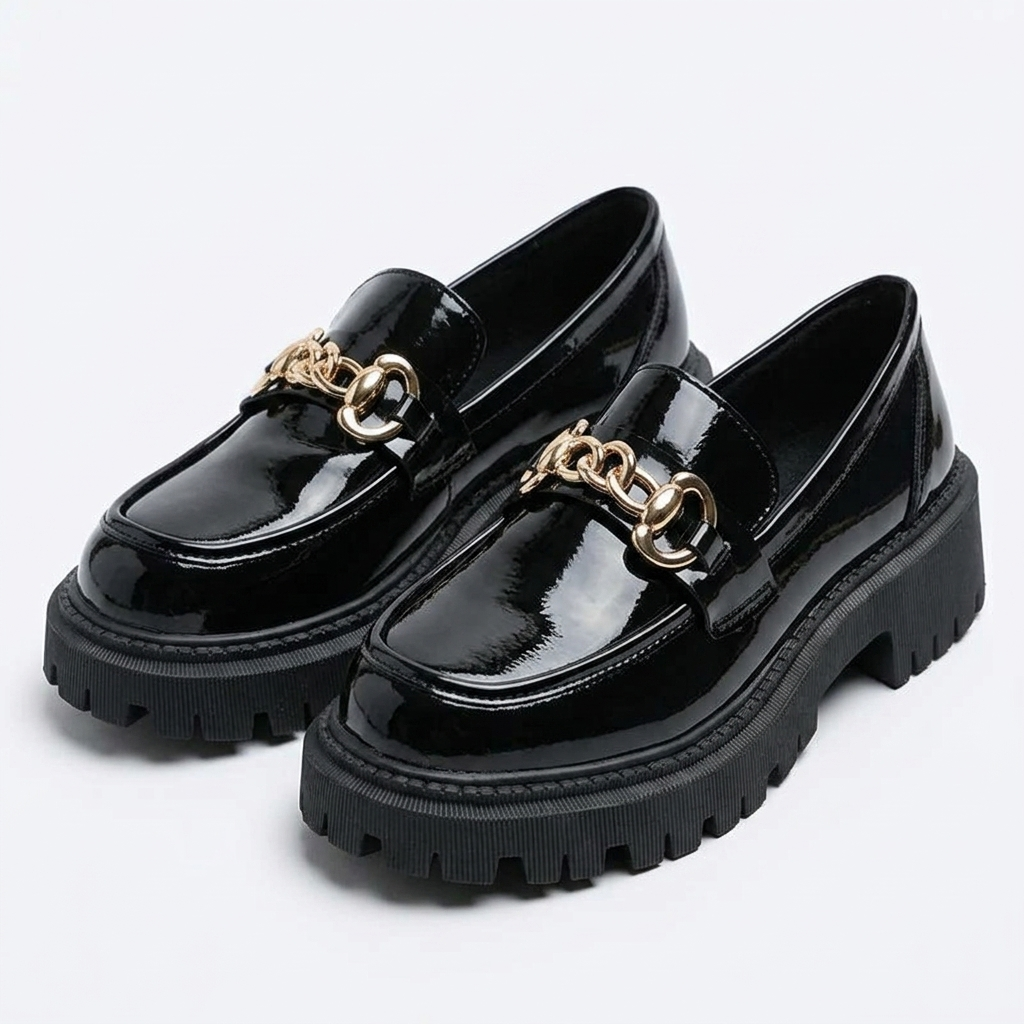 Carlena | Damskie Loafersy Chunky z Ozdobnym Łańcuszkiem i Grubą Podeszwą