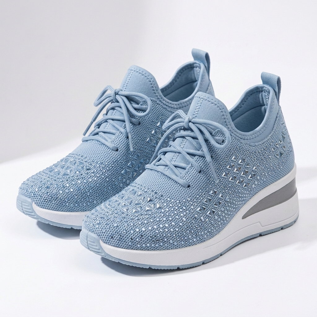 Carlena | Damskie Sneakersy Ortopedyczne BONNIE z Cyrkoniami i Oddychającą Cholewką