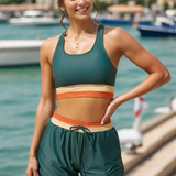 Carlena | Sportowe Bikini z Szortami i Zamkiem z Tyłu – Wysoki Stan i Modelujące Dopasowanie