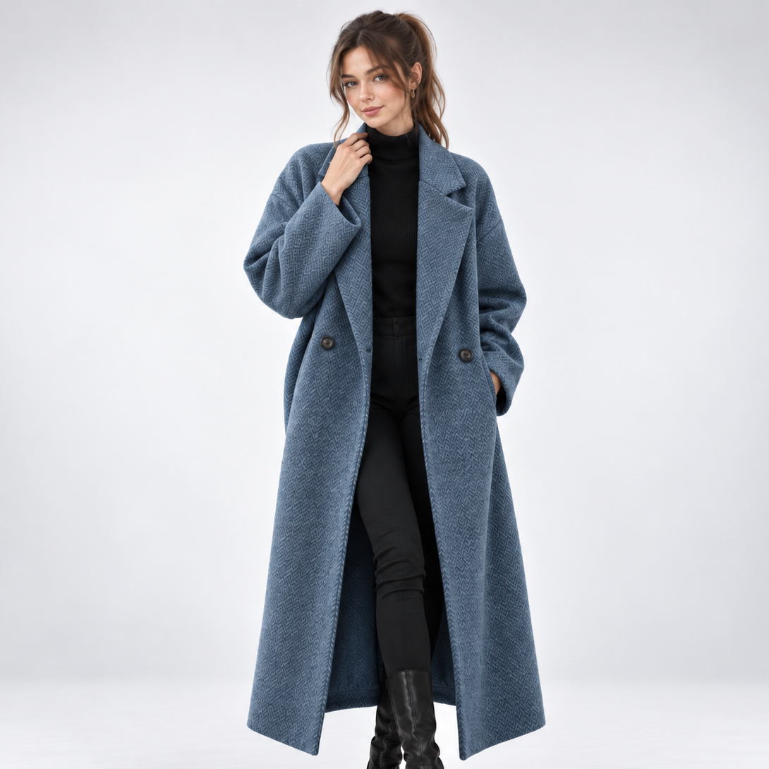 Carlena | Elegancki Płaszcz Oversize z Wełnianym Efektem