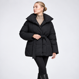 Carlena | Krótka Kurtka Puffer z Paskiem i Stójką
