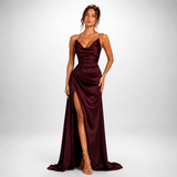 Carlena | Elegancka Sukienka Maxi Bez Ramiączek z Rozcięciem