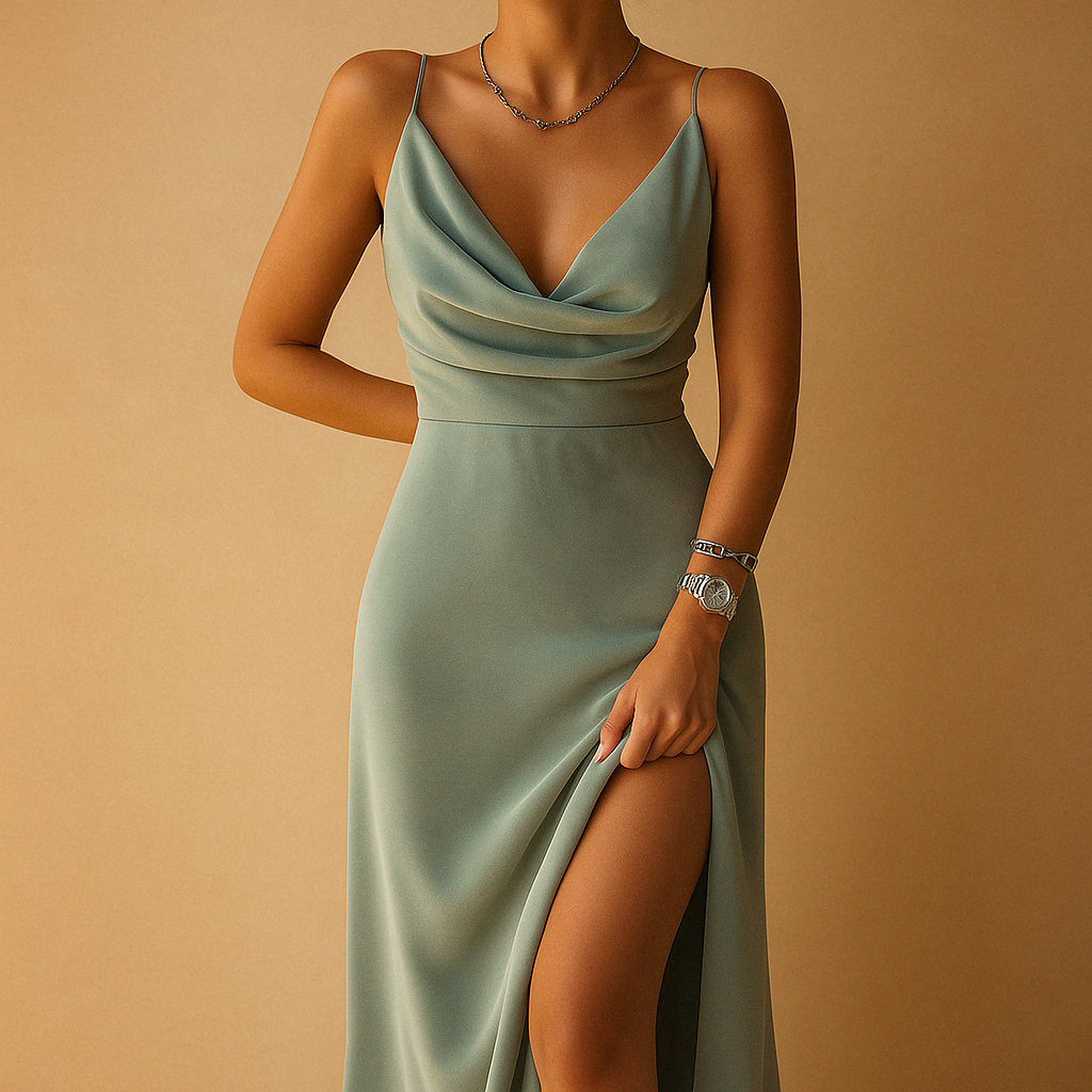 Carlena | Elegancka damska sukienka maxi z dekoltem V | Elżbieta
