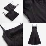 Carlena | Elegancka Satynowa Sukienka Maxi z Kwadratowym Dekoltem