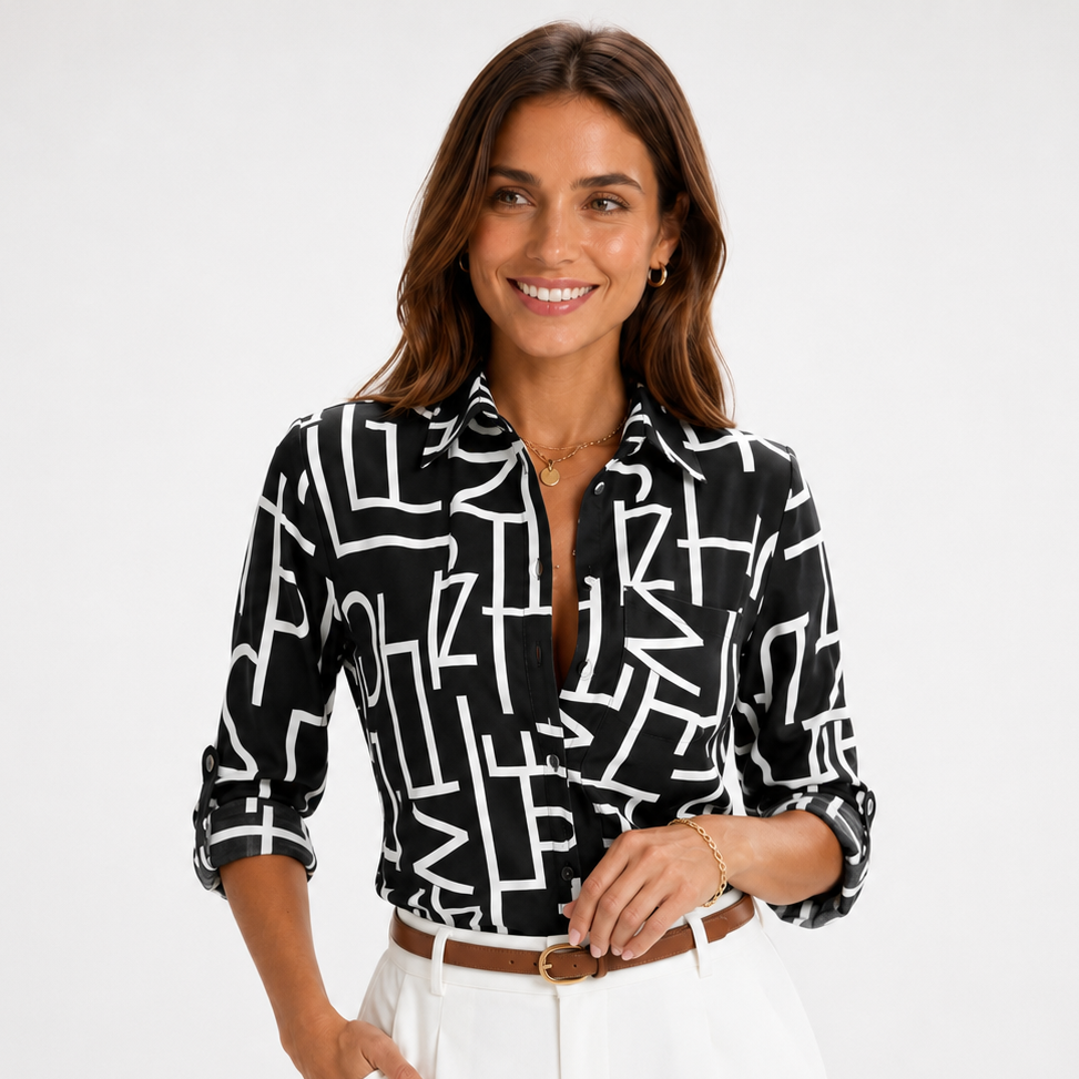 Carlena | Elegancka Koszula z Geometrycznym Printem