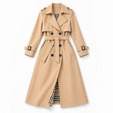 Carlena | Długi Trencz z Wiązanym Pasem w Talii