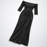 Carlena | Elegancka Sukienka Midi z Brokatowym Wykończeniem