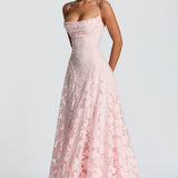 Carlena | Elegancka sukienka maxi z kwiatową koronką
