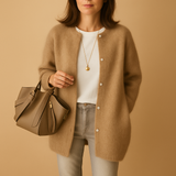 Carlena | Dzianinowy damski kardigan zapinany na guziki z długim rękawem | Ewelina