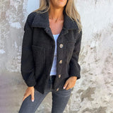 Carlena | Stylowa damska kurtka teddy z guzikami