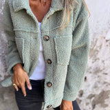 Carlena | Stylowa damska kurtka teddy z guzikami