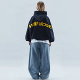 Carlena | Bluza damska oversize z nadrukiem "Withlove” z kapturem