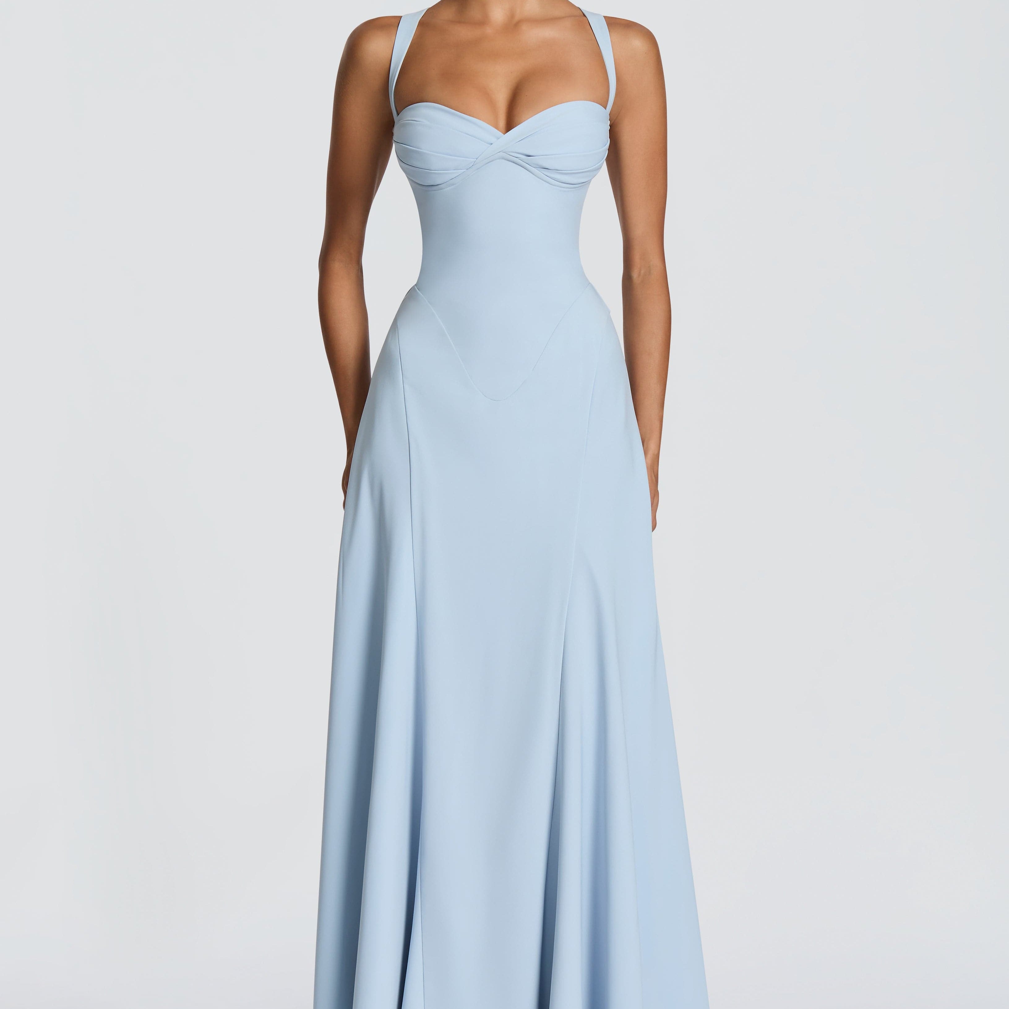 Carlena | Elegancka sukienka maxi z marszczonym dekoltem