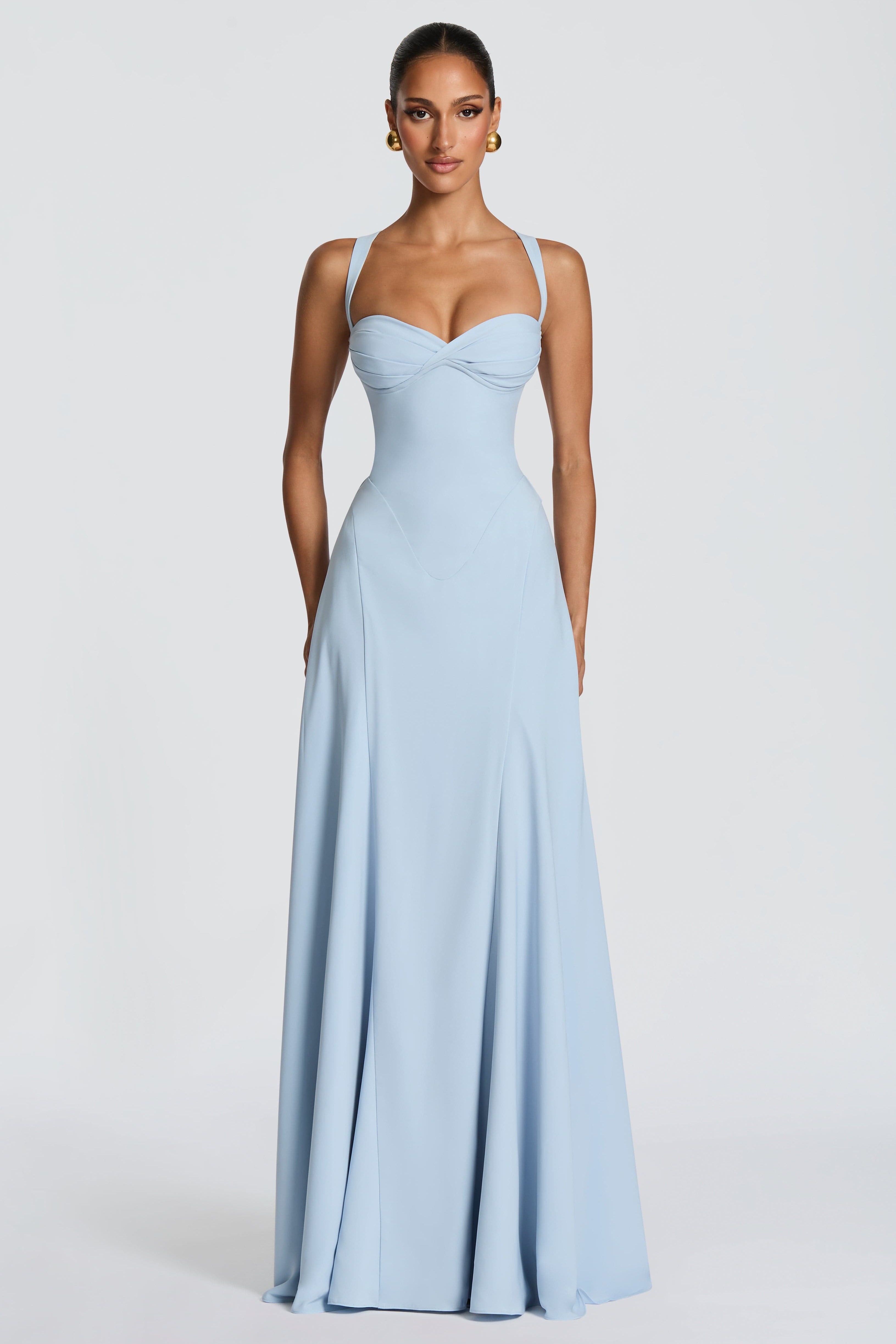 Carlena | Elegancka sukienka maxi z marszczonym dekoltem