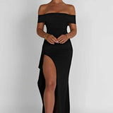 Carlena | Elegancka sukienka maxi z dekoltem Bardot