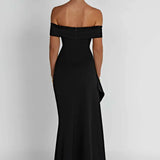 Carlena | Elegancka sukienka maxi z dekoltem Bardot