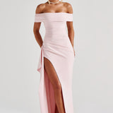 Carlena | Elegancka sukienka maxi z dekoltem Bardot