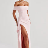 Carlena | Elegancka sukienka maxi z dekoltem Bardot