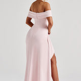 Carlena | Elegancka sukienka maxi z dekoltem Bardot