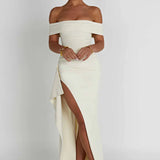 Carlena | Elegancka sukienka maxi z dekoltem Bardot