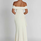 Carlena | Elegancka sukienka maxi z dekoltem Bardot