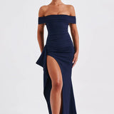 Carlena | Elegancka sukienka maxi z dekoltem Bardot