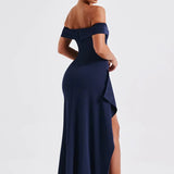 Carlena | Elegancka sukienka maxi z dekoltem Bardot