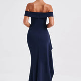 Carlena | Elegancka sukienka maxi z dekoltem Bardot