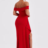 Carlena | Elegancka sukienka maxi z dekoltem Bardot