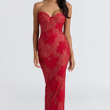 Carlena | Elegancka koronkowa sukienka maxi sweetheart