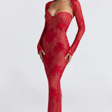 Carlena | Elegancka koronkowa sukienka maxi sweetheart