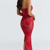 Carlena | Elegancka koronkowa sukienka maxi sweetheart