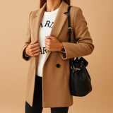 Carlena | Elegancki długi płaszcz damski o klasycznym kroju | Wioletta