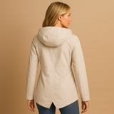 Carlena | Długi damski płaszcz przeciwdeszczowy z kapturem, wodoodporny | Lucyna