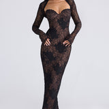 Carlena | Elegancka koronkowa sukienka maxi sweetheart