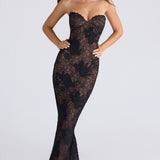 Carlena | Elegancka koronkowa sukienka maxi sweetheart