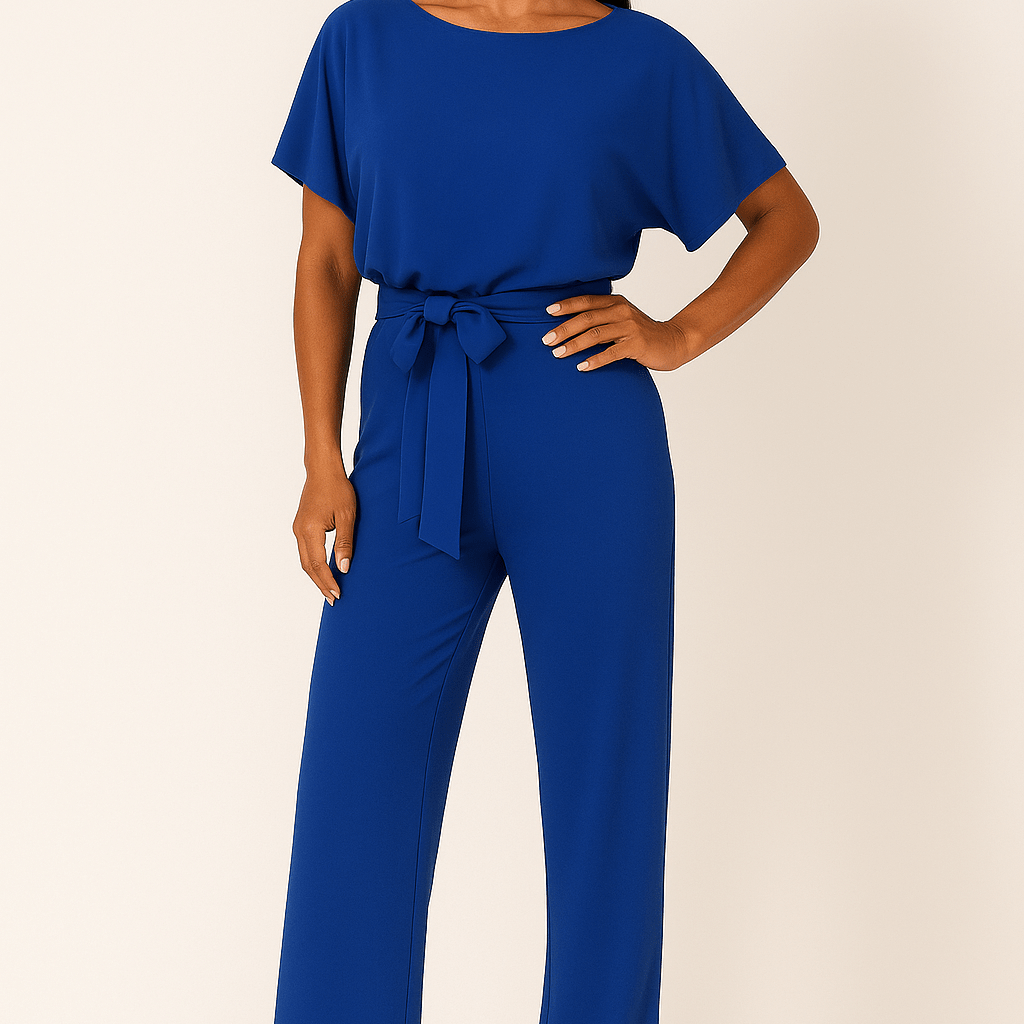 Carlena | Elegancki kombinezon z paskiem w talii i szerokimi nogawkami | Urszula