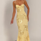 Carlena | Elegancka sukienka maxi z kwiatowym haftem 3D