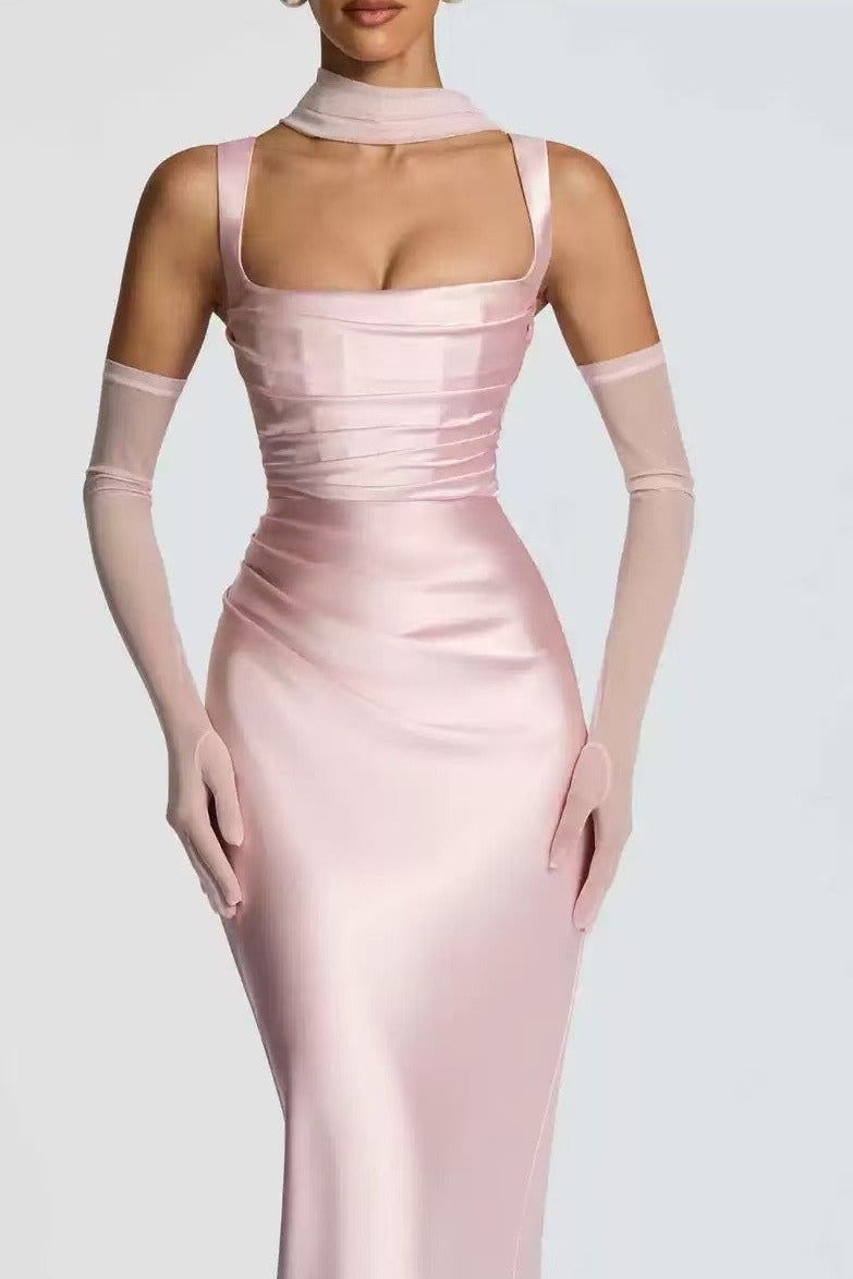 Carlena | Elegancka sukienka maxi z kwadratowym dekoltem