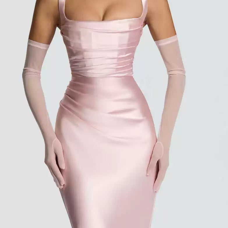 Carlena | Elegancka sukienka maxi z kwadratowym dekoltem