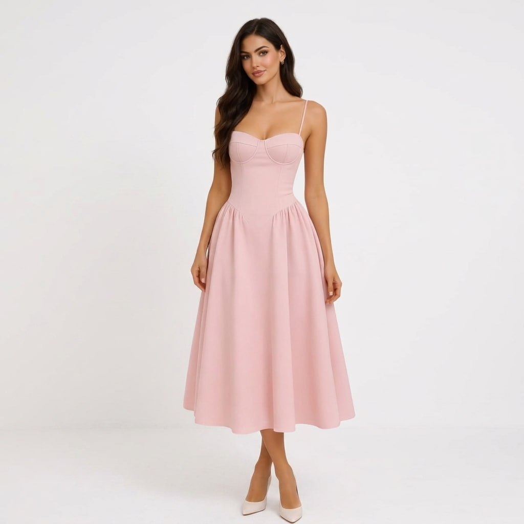 Carlena | Elegancka Sukienka Midi z Gorsetem