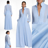 Carlena | Elegancka Sukienka Maxi z Guzikami i Kieszeniami