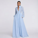 Carlena | Elegancka Sukienka Maxi z Guzikami i Kieszeniami