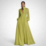 Carlena | Elegancka Sukienka Maxi z Guzikami i Kieszeniami