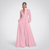 Carlena | Elegancka Sukienka Maxi z Guzikami i Kieszeniami